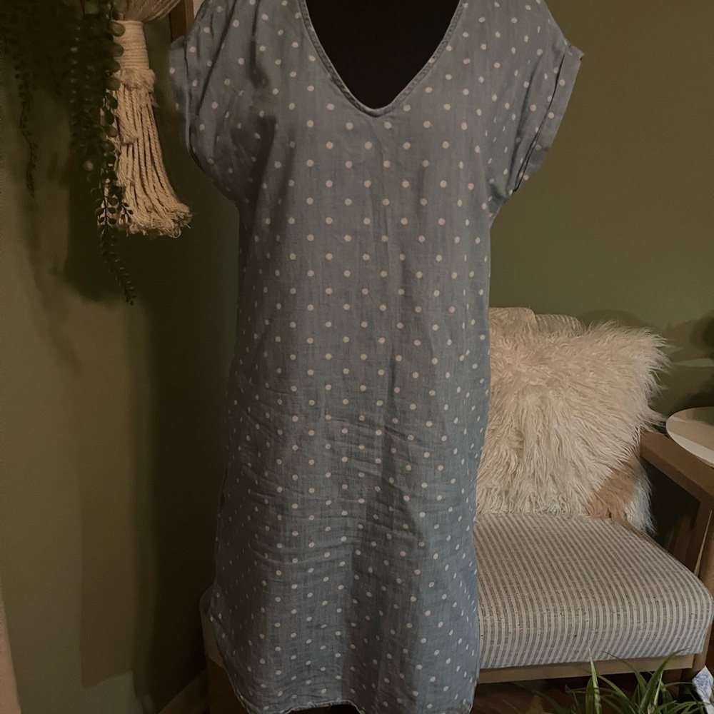 Old Navy Light Blue Polka Dot Mini Dress
